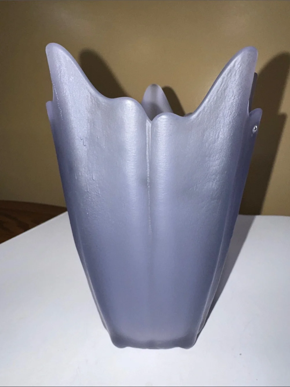 Viking Vase Five Finger Glass Frosted Satin Purple Lavender 7.5
